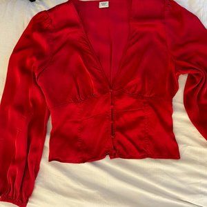 ARITZIA SUNDAY BEST RED SILKY TOP